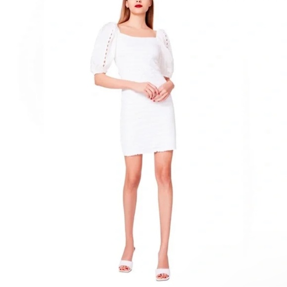✨Betsey Johnson✨ Puff-Sleeve Ruched Bodycon Dress Size Small EUC Spring Easter - Picture 1 of 13